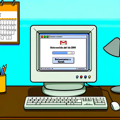 01 de abril 2004 Google lanza Gmail caricatura computadora de 2004
