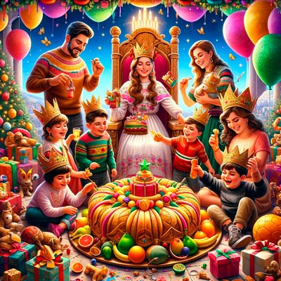 06 de enero Día de Reyes en México festiva escena