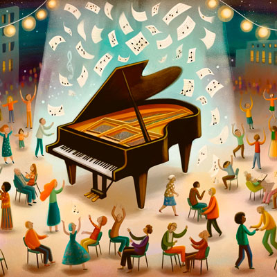 29 de marzo Dia Mundial del Piano ilustracion artistica